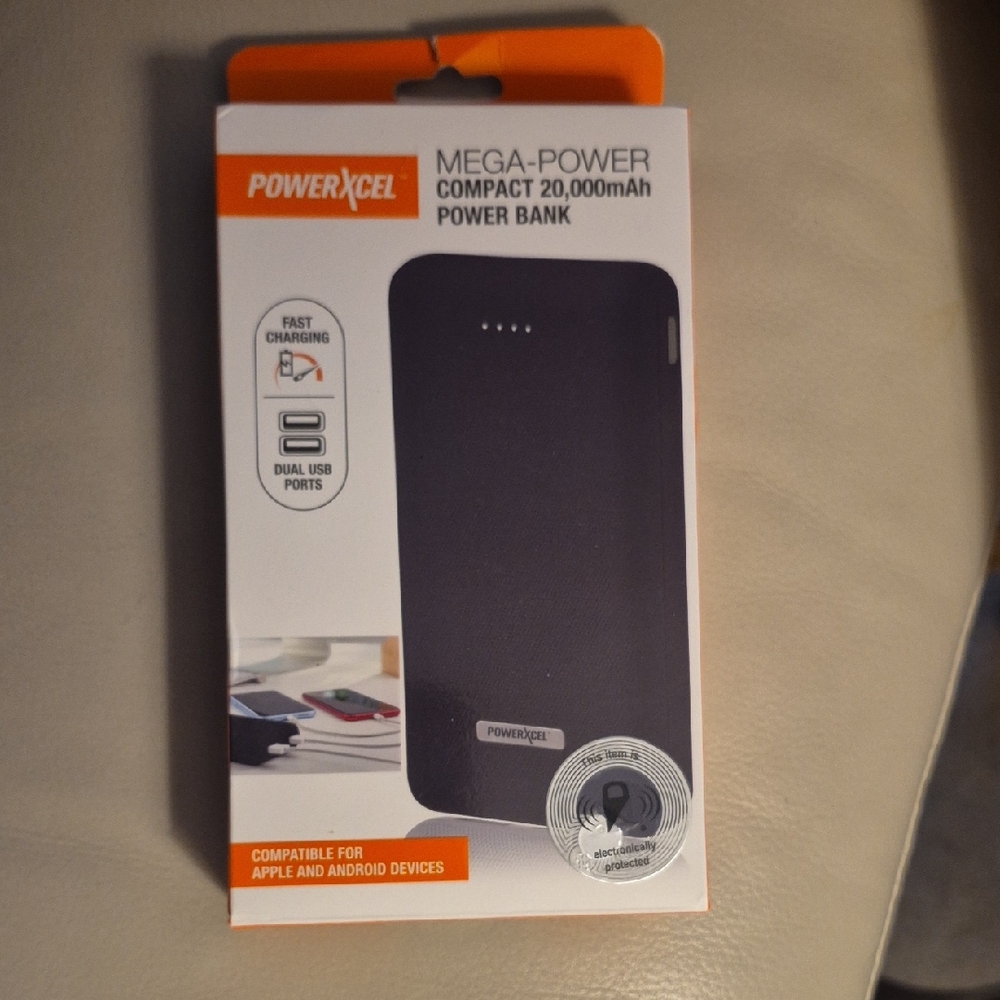 Mega-Power Compact 20,000mAh Power Bank - Black